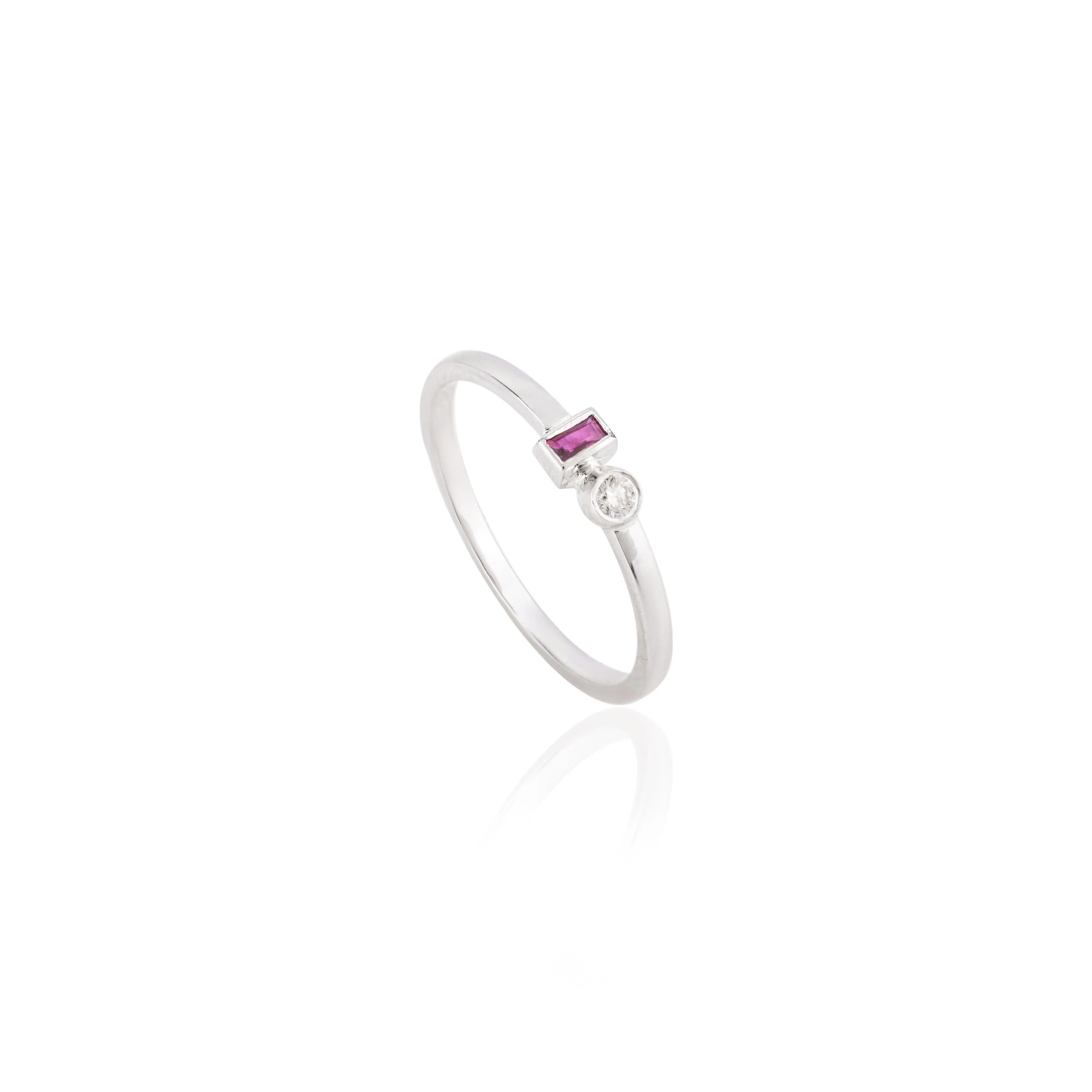 14K Gold Ruby Diamond Toi Et Moi Ring