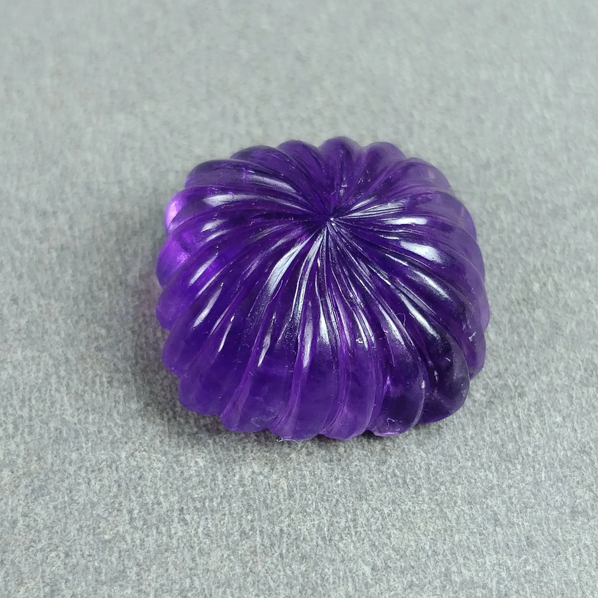 27.50cts Natural Untreated PURPLE AMETHYST Gemstone Cushion Shape Both Side Hand Carved 20mm February Birthstone