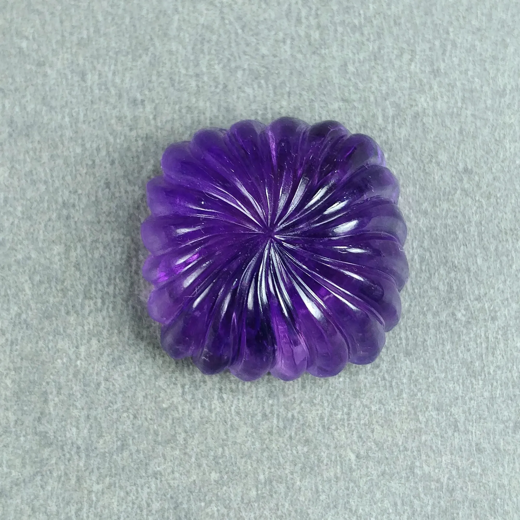 27.50cts Natural Untreated PURPLE AMETHYST Gemstone Cushion Shape Both Side Hand Carved 20mm February Birthstone