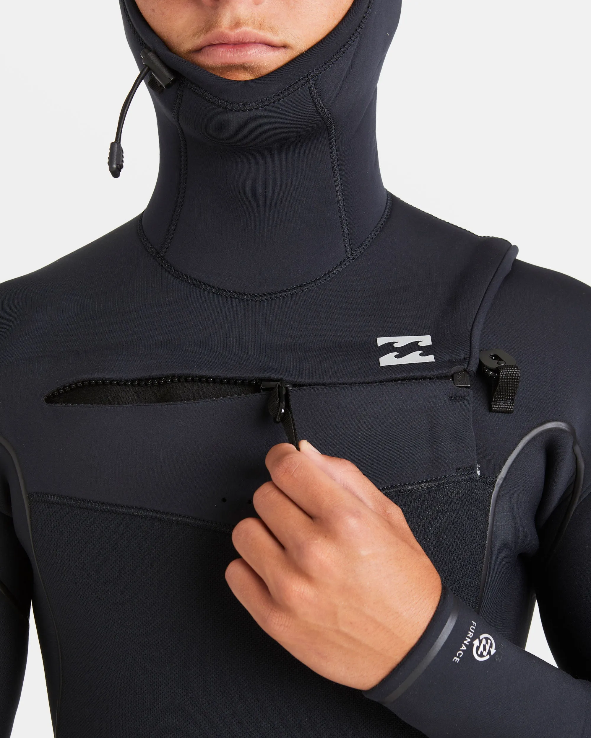 4/3mm Furnace Natural Upcycler Chest Zip Wetsuit - Black