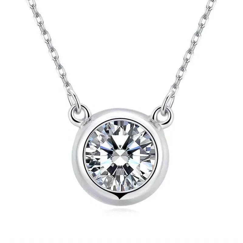 925 Sterling Silver Moissanite Pendant Necklace - Perfect Gift for Mother, Grandmother, Wife, Girlfriend, Daughter - Ideal for Mother's Day, Anniversary, Birthday