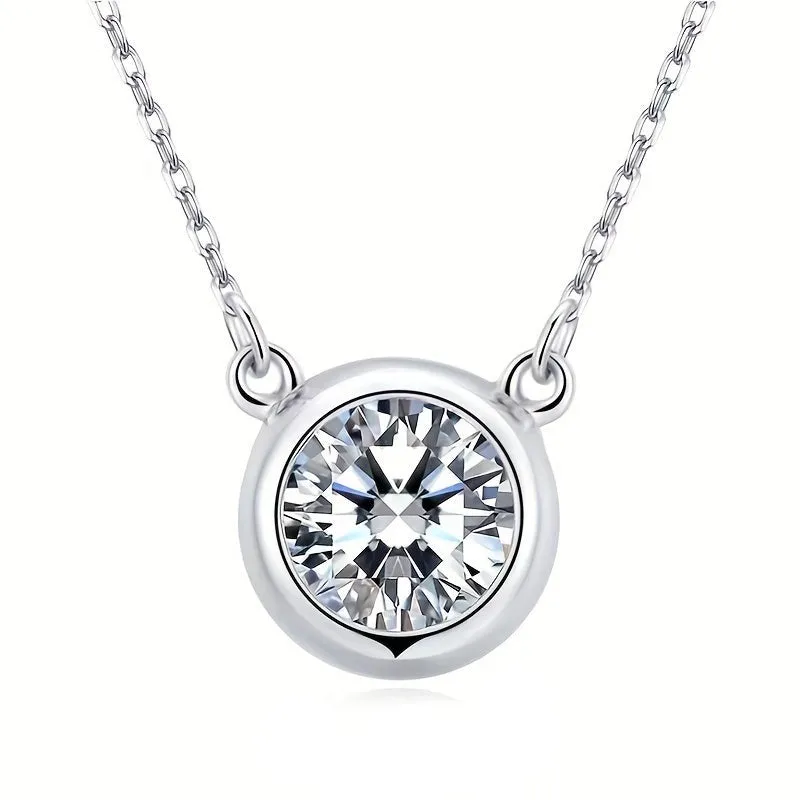 925 Sterling Silver Moissanite Pendant Necklace - Perfect Gift for Mother, Grandmother, Wife, Girlfriend, Daughter - Ideal for Mother's Day, Anniversary, Birthday