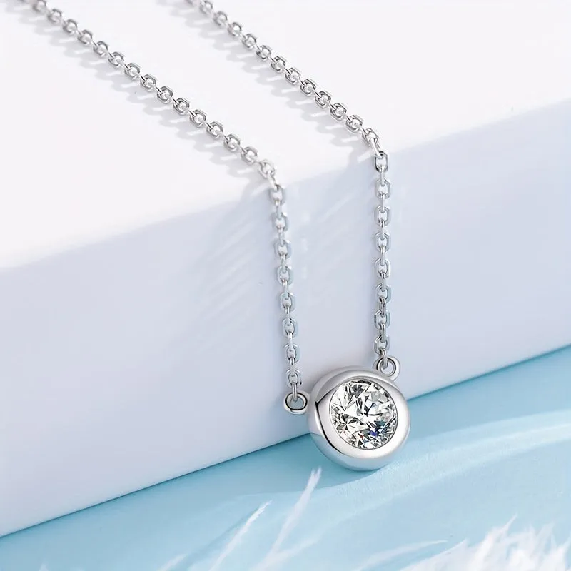 925 Sterling Silver Moissanite Pendant Necklace - Perfect Gift for Mother, Grandmother, Wife, Girlfriend, Daughter - Ideal for Mother's Day, Anniversary, Birthday