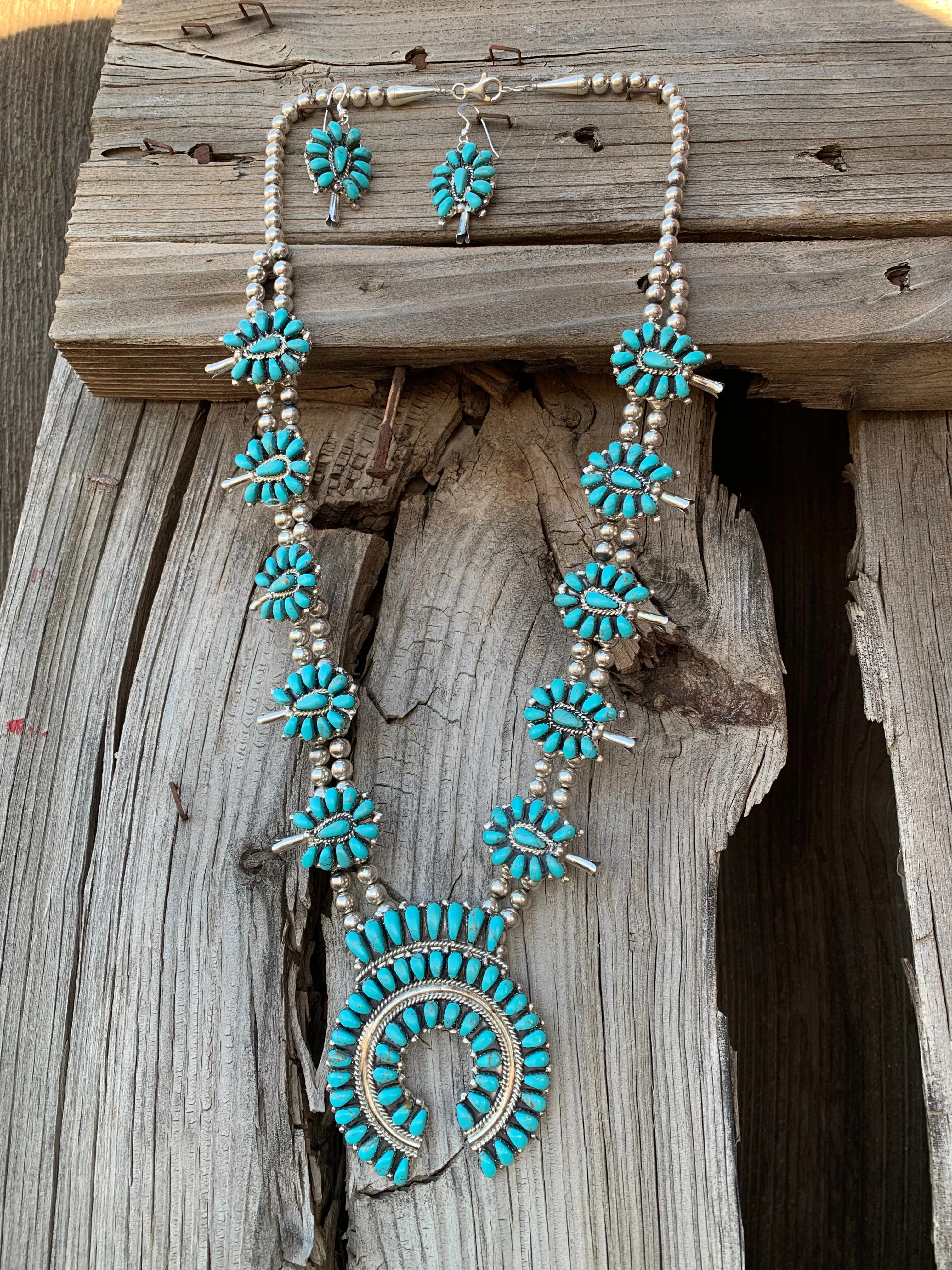 A Squash Blossom necklace & earring set