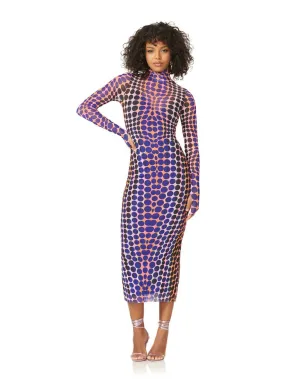 AFRM - Shailene Mesh Dress - Purple Multi Dot Midi Dress