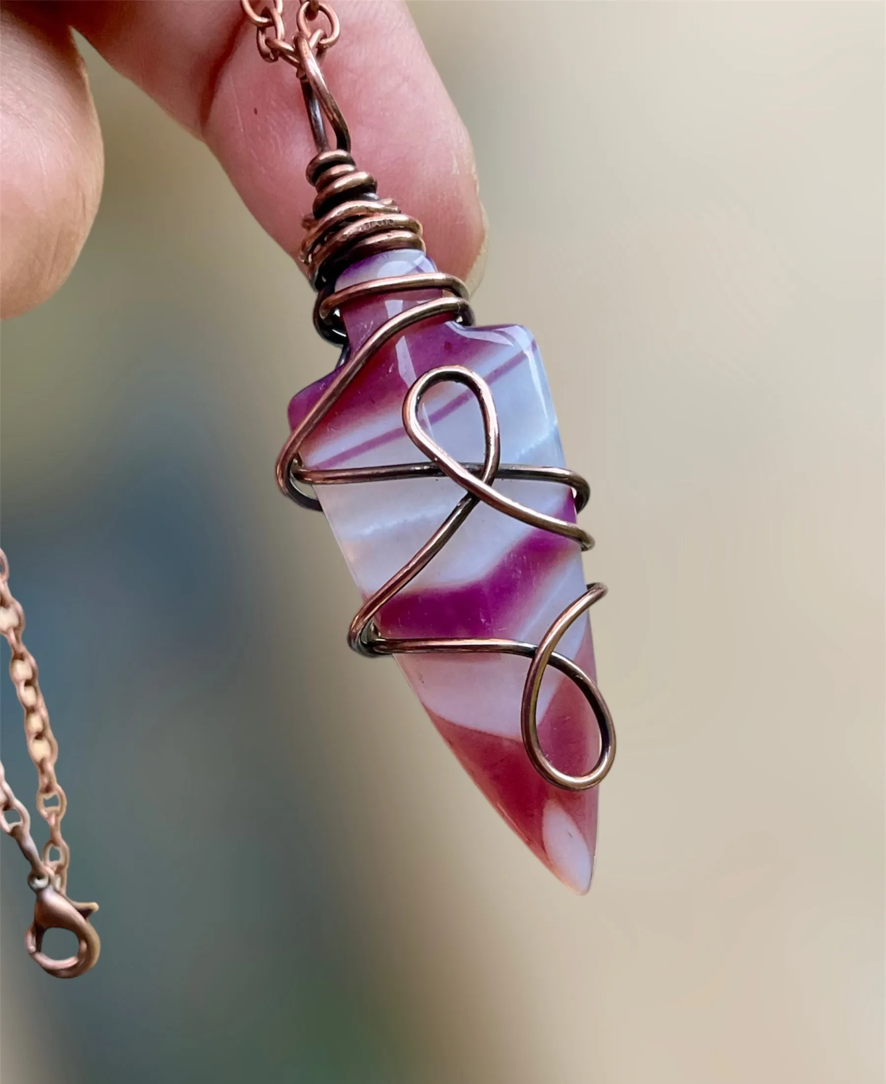 Agate Arrow Point Wire Wrapped Pendant