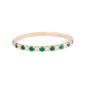 Alternating Emerald and Diamond Dainty Band