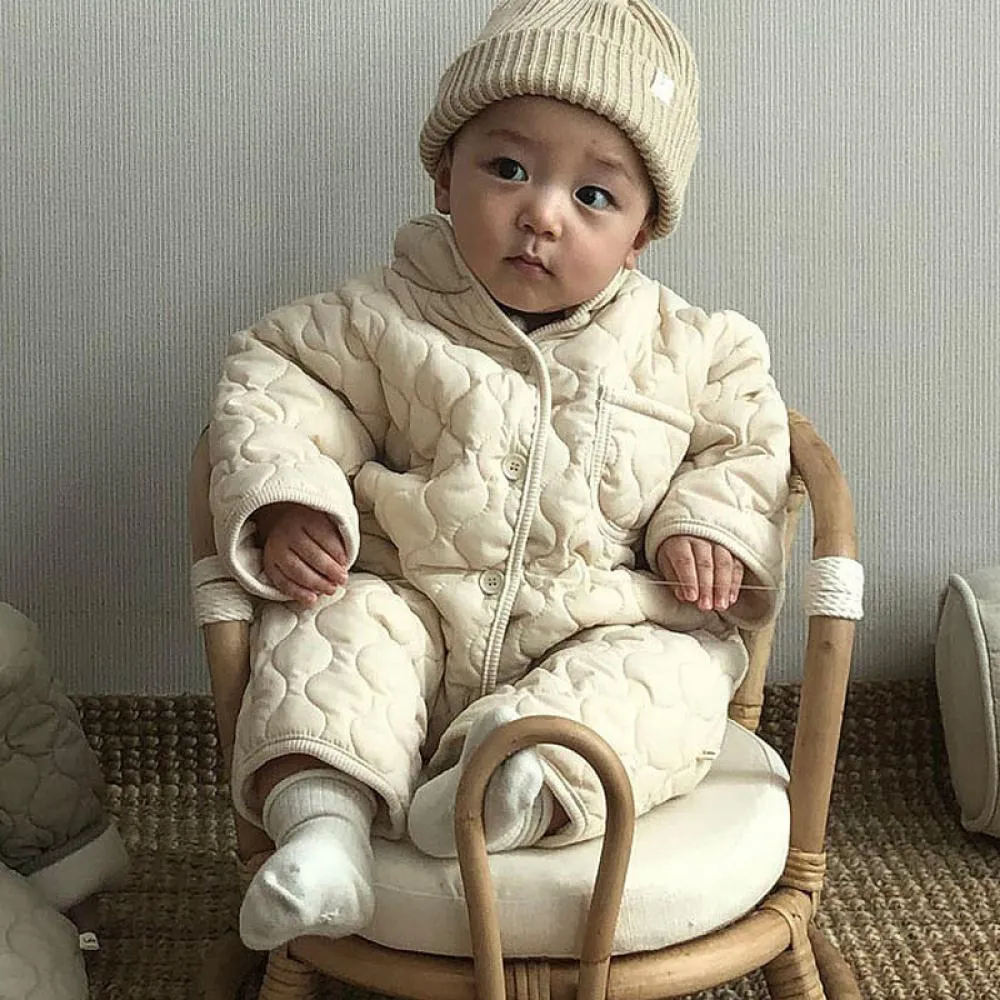 Baby Autumn Retro Rhombus Wavy Coat Jumpsuit Wholesale Baby Clothes