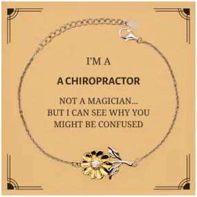 Badass Chiropractor Gifts, I'm Chiropractor not a magician, Sarcastic Sunflower Bracelet for Chiropractor Birthday Christmas for  Men, Women, Friends, Coworkers