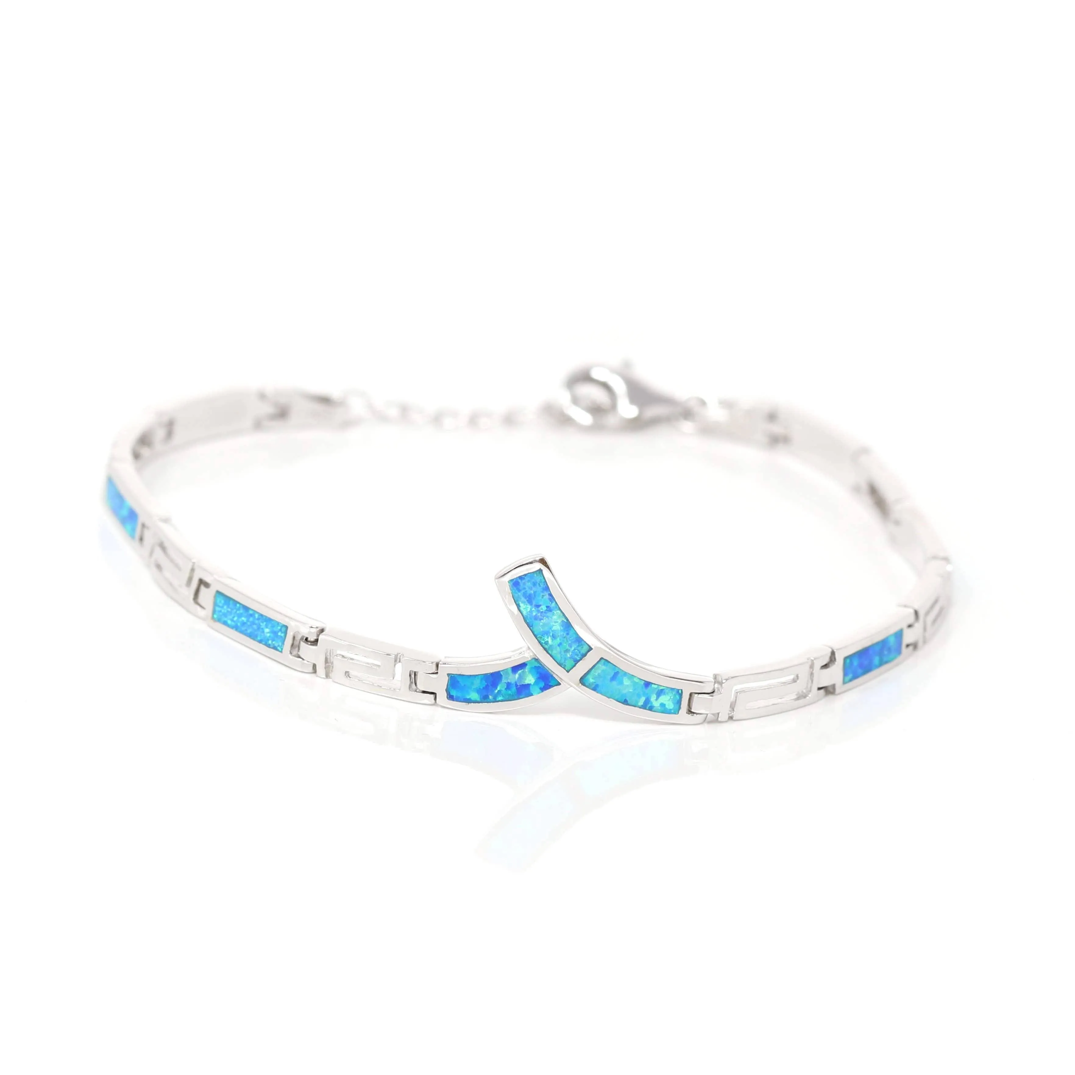 Baikalla? Sterling Silver Lab-Created Classic Opal Geometric Bracelet