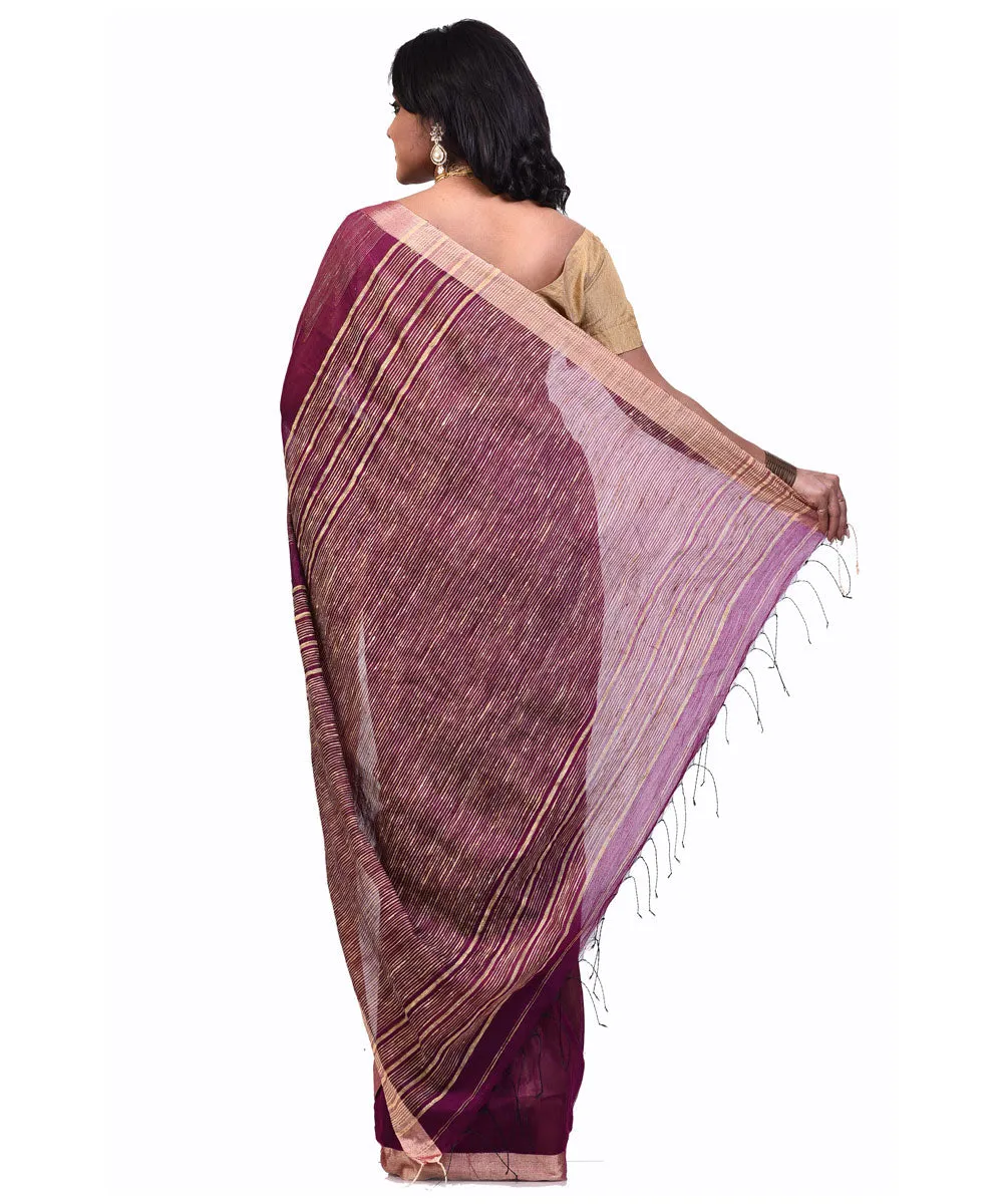 Bengal Handloom Wine Purple Sico Saree