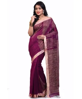 Bengal Handloom Wine Purple Sico Saree