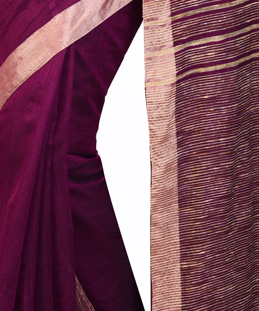 Bengal Handloom Wine Purple Sico Saree