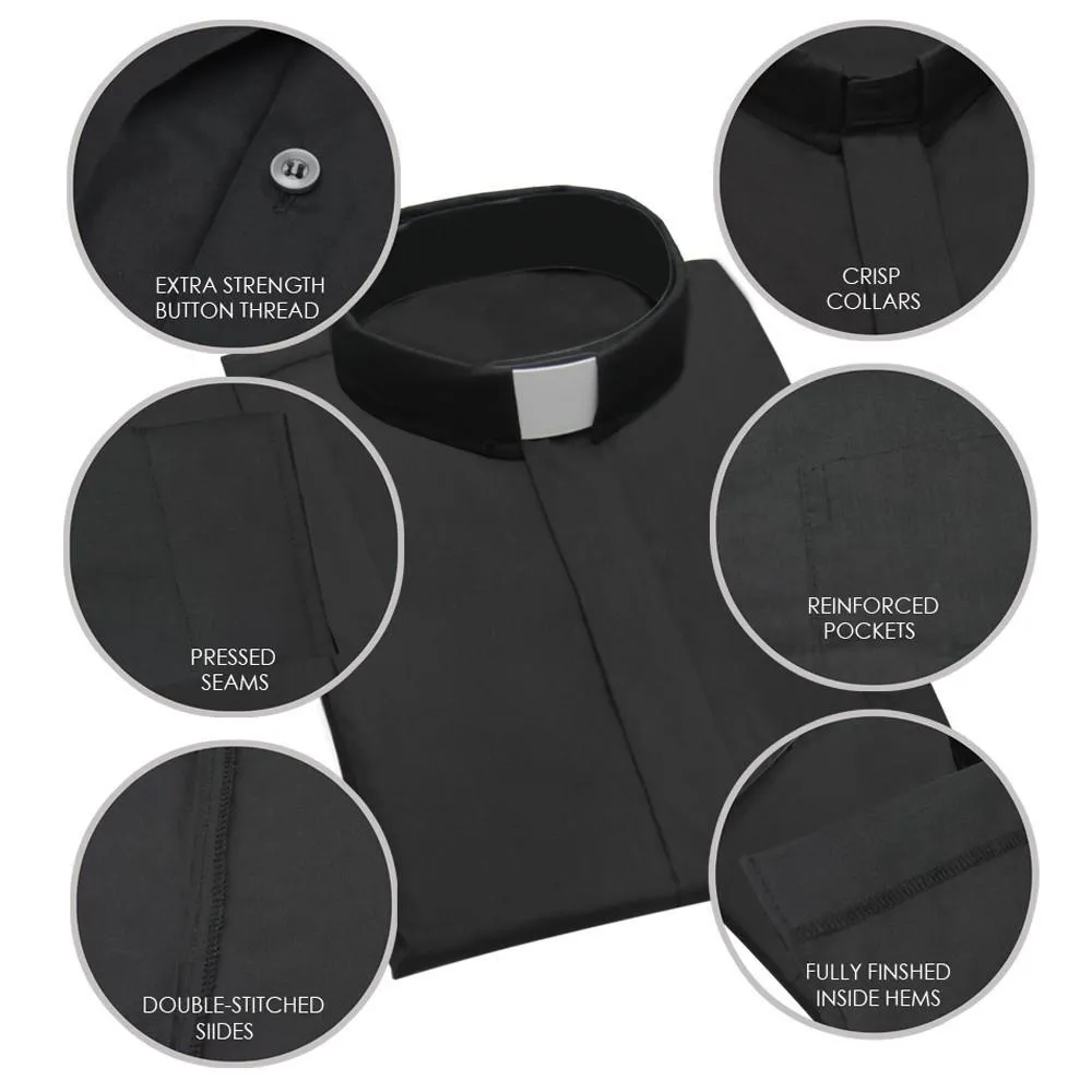 Black Long Sleeve Clergy Shirt