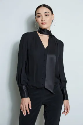 Blouson Satin Tie Shirt