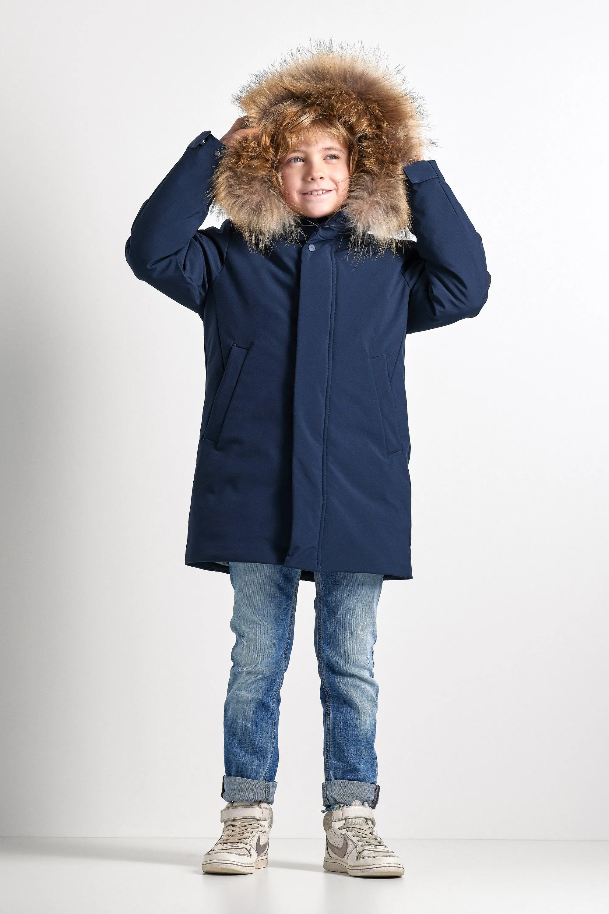 Bomboogie Long parka for girls CK094VT AC6 297 poseidon blue