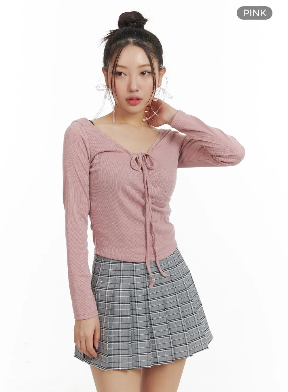 Bowknot Cross Wrap Long Sleeve OM429