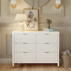 Brimsley Tambour 6-Drawer Assembled Dresser | Warm White