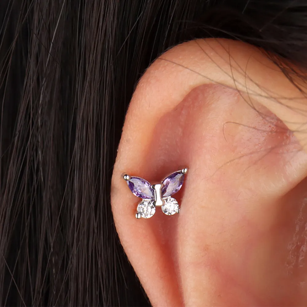 Butterfly in Purple Stud