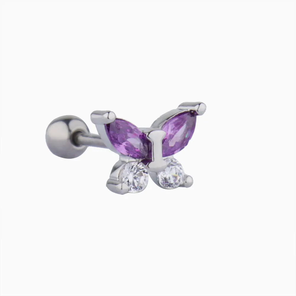 Butterfly in Purple Stud