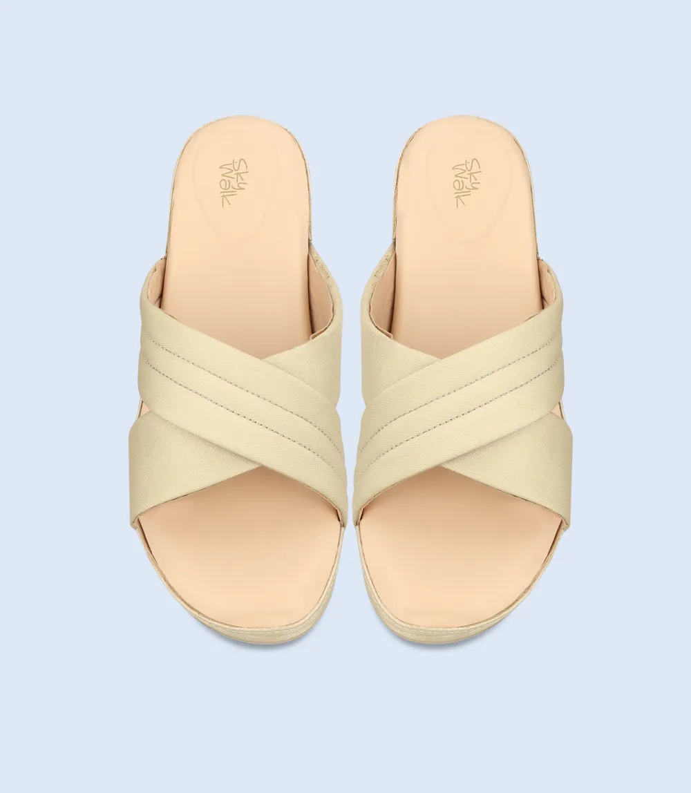 BW7918-BEIGE-Women Comfort Slipper