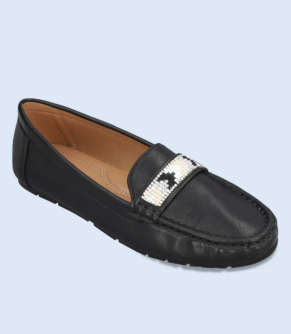 BW8493-BLACK-Women Comfort Moccasins