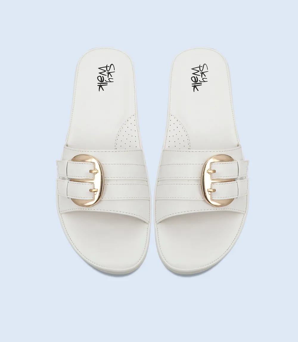 BW9255-White-Women Comfort Slipper