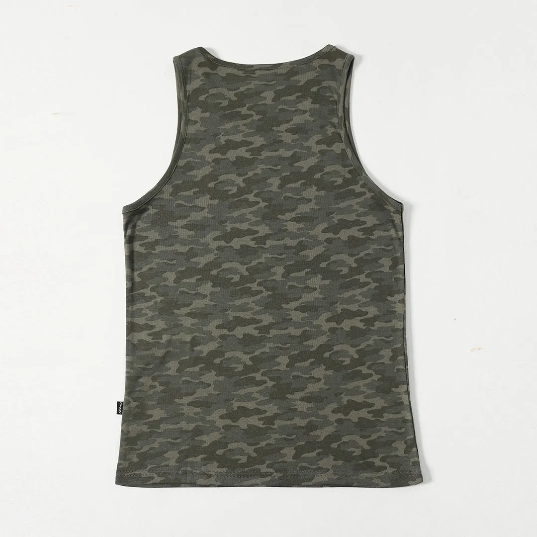 Camo Green Ribbed Mens Tanktop