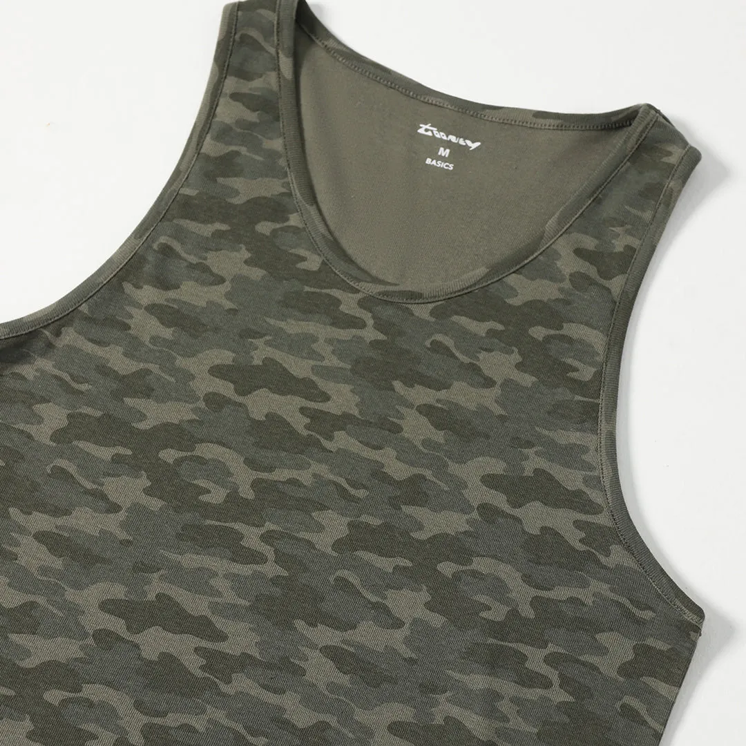 Camo Green Ribbed Mens Tanktop