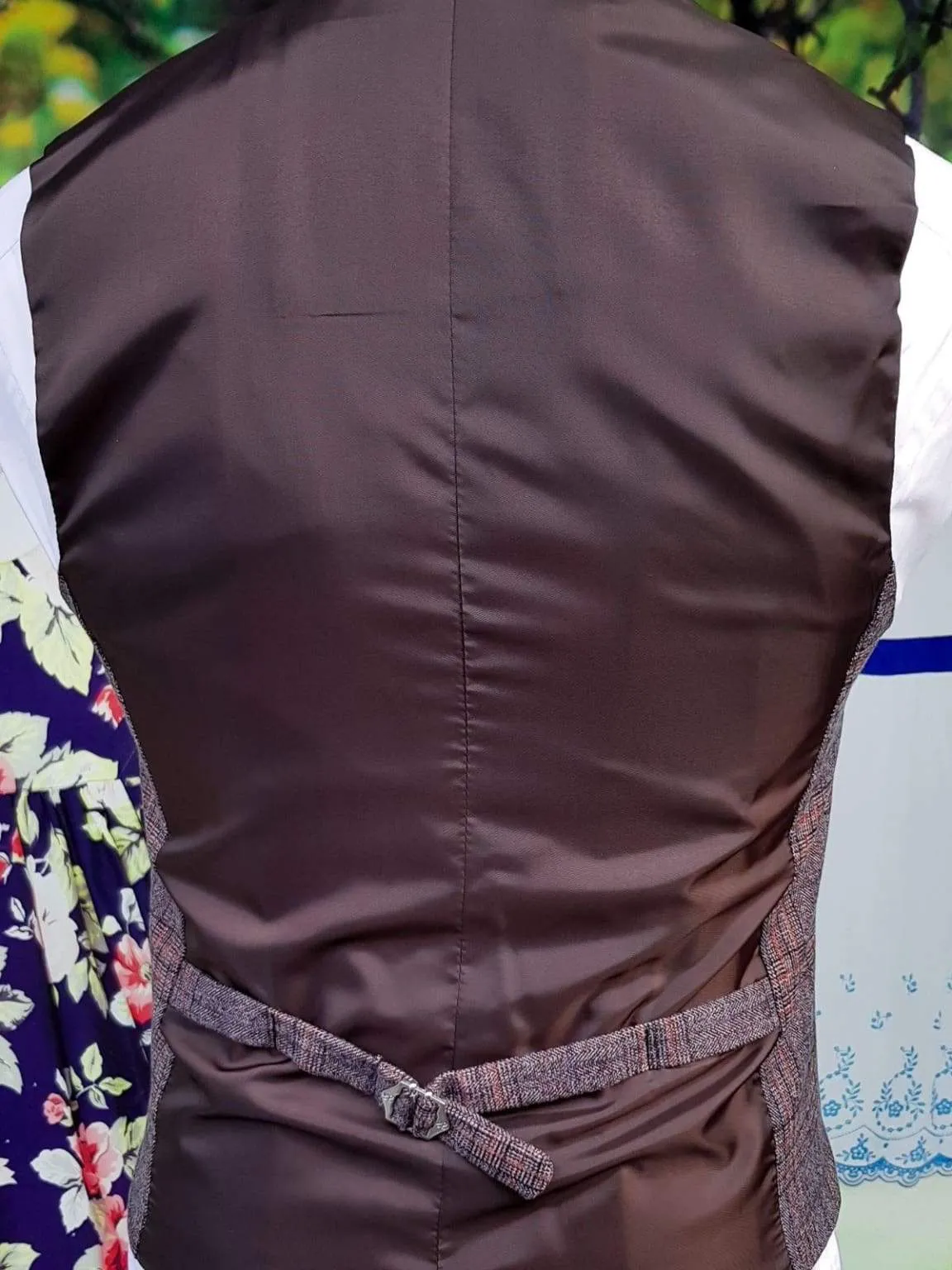 Cavani Brendan Wine Sim Fit check Waistcoat