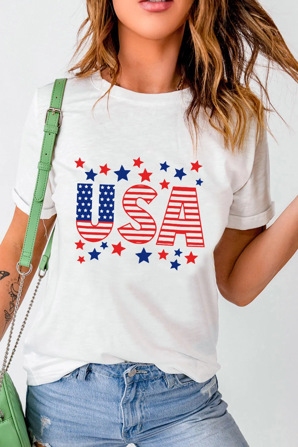 Celebrate America's Independence Day with our USA Star and Stripe Graphic Tee – perfect for Fourth of July festivities and showcasing your patriotic spirit.