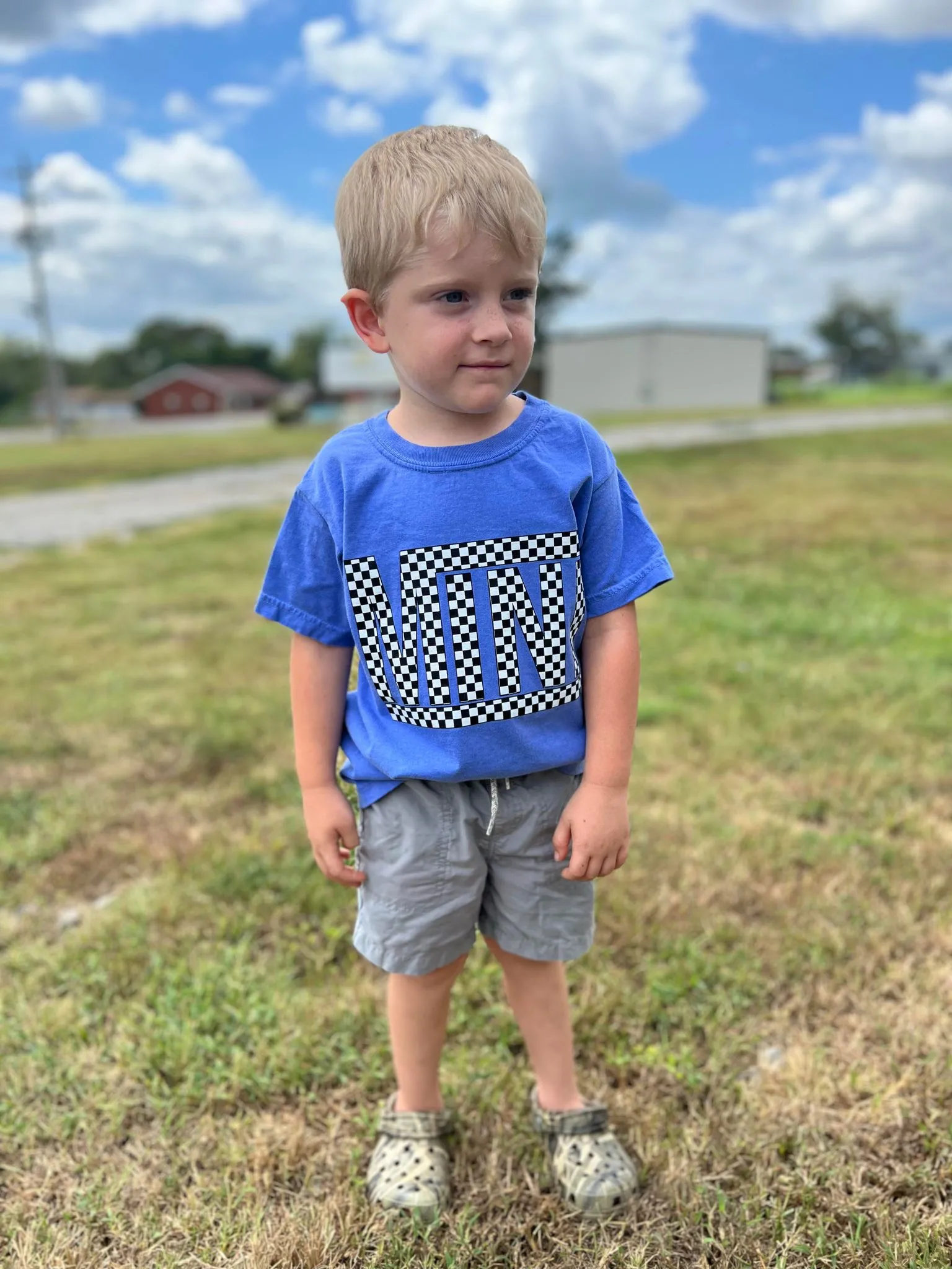 Checkered Mini Youth Blue Tee