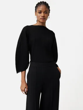 Circular Sleeve Knitted Top | Black