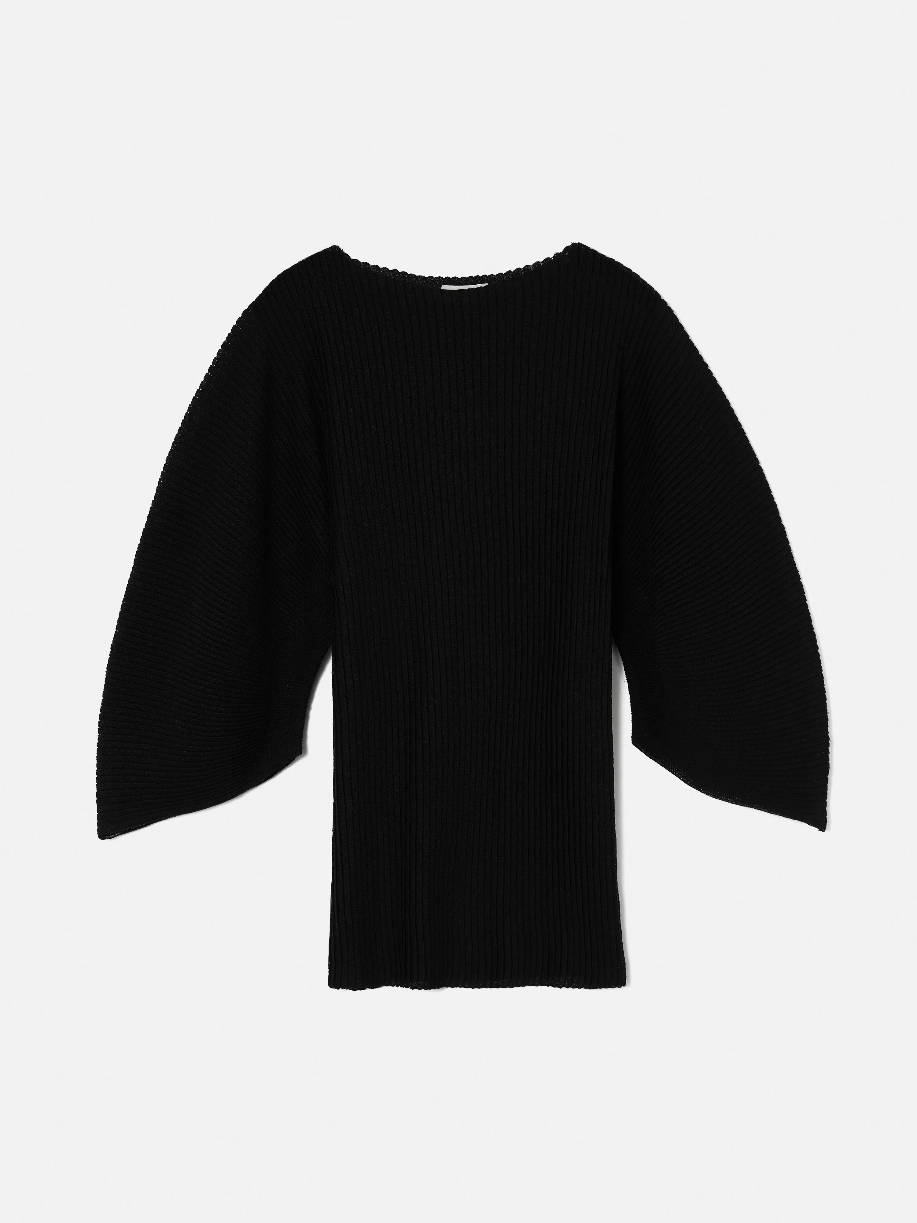 Circular Sleeve Knitted Top | Black