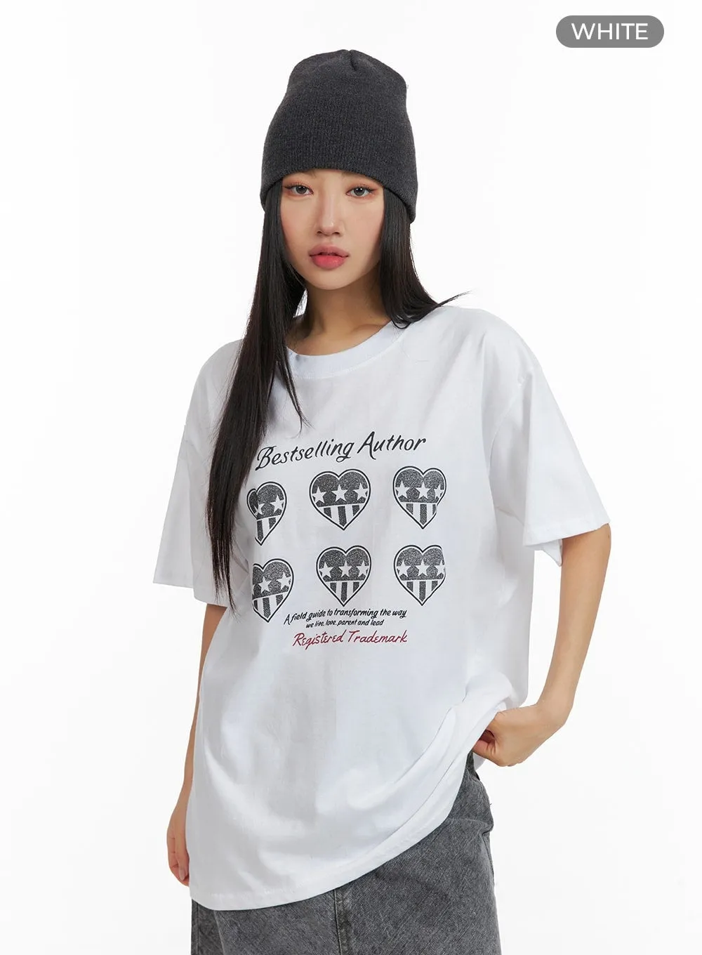 Cozy Graphic Lettering Oversized Tee CM408