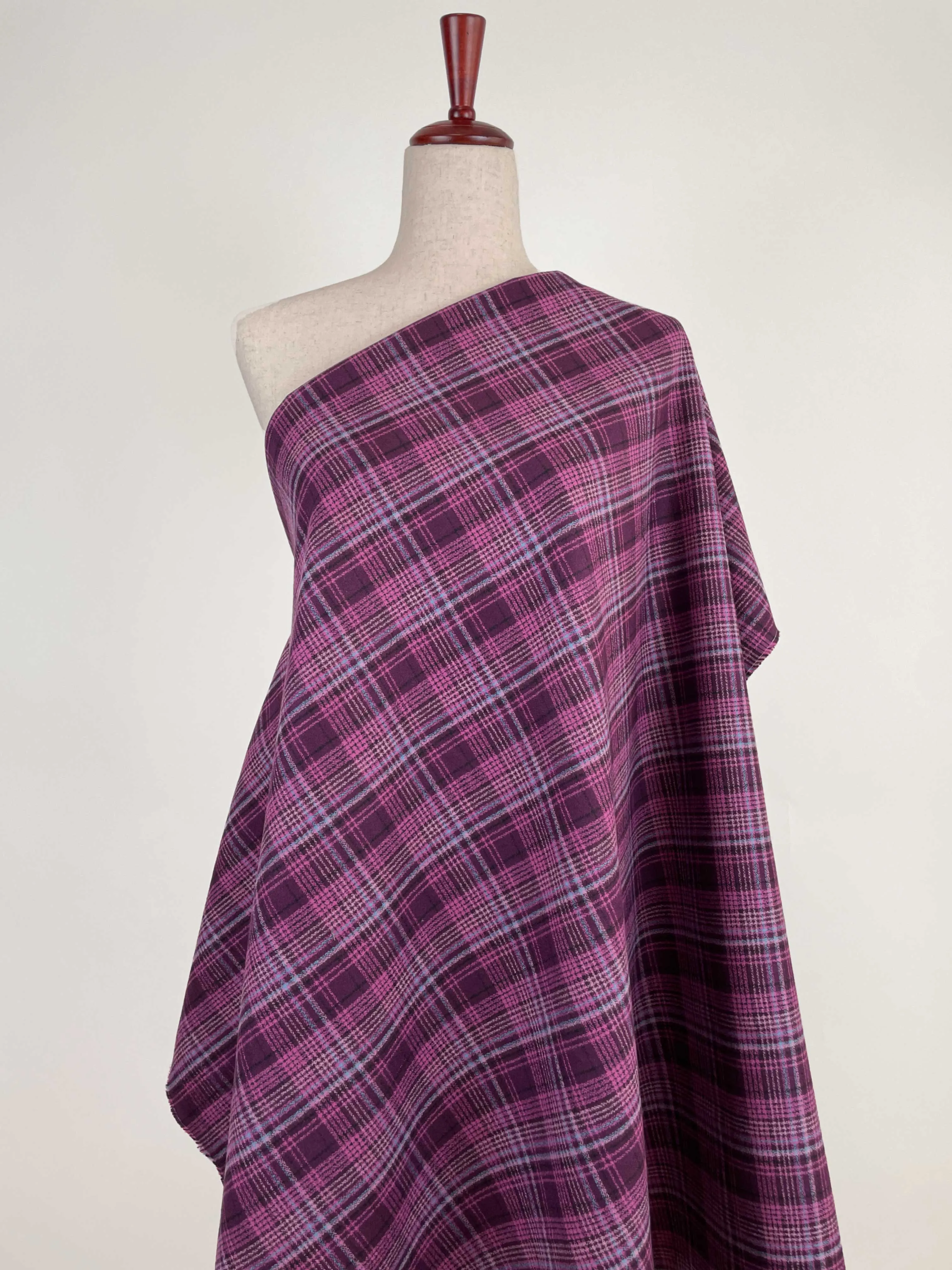 Cozy Organic Cotton Flannel in Aubergine Plaid