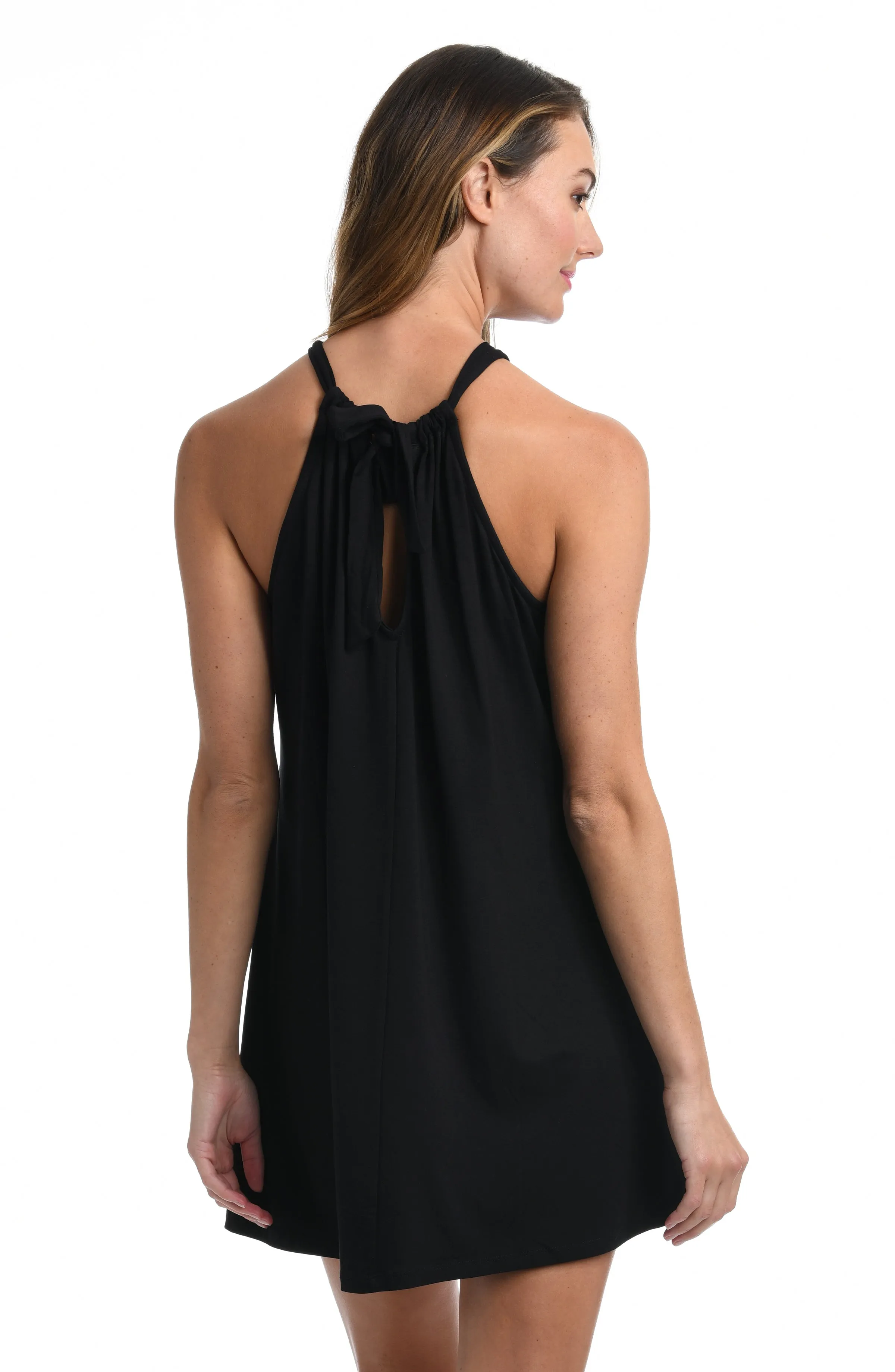 Draped Darling High Neck Dress