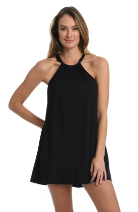 Draped Darling High Neck Dress