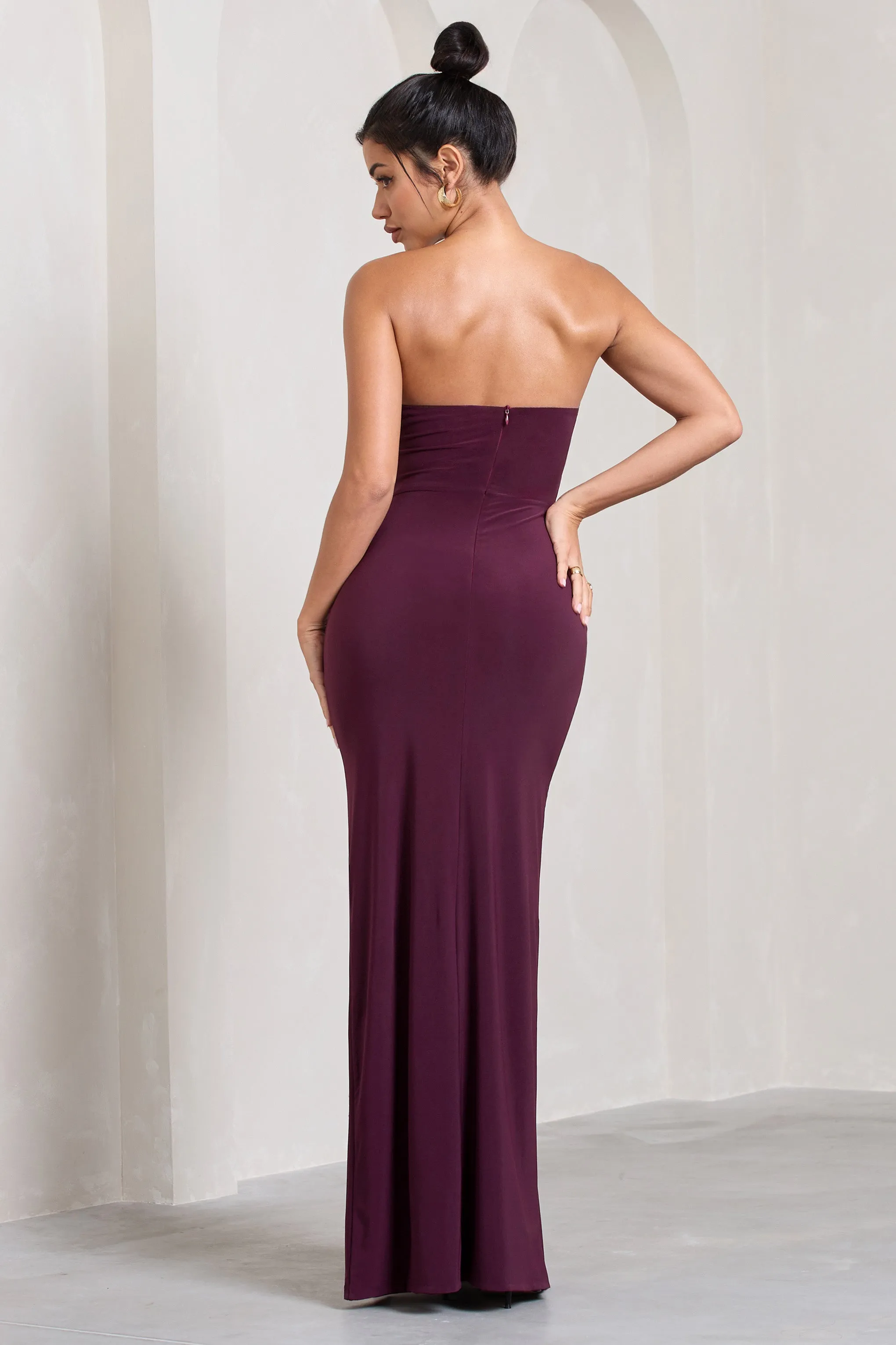 Dynamite | Burgundy Pleated Bodice Split Maxi Dress