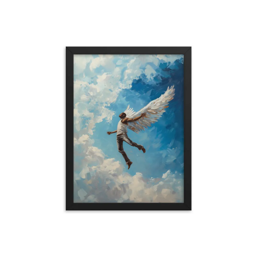 'e dey stay for sky' framed poster (12″×16″)