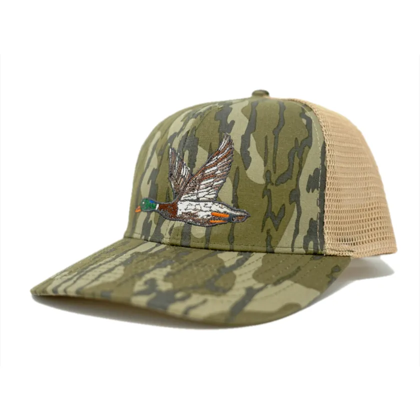 Embroidered Mallard Snapback Camo Hunting Hat - Old School Marsh