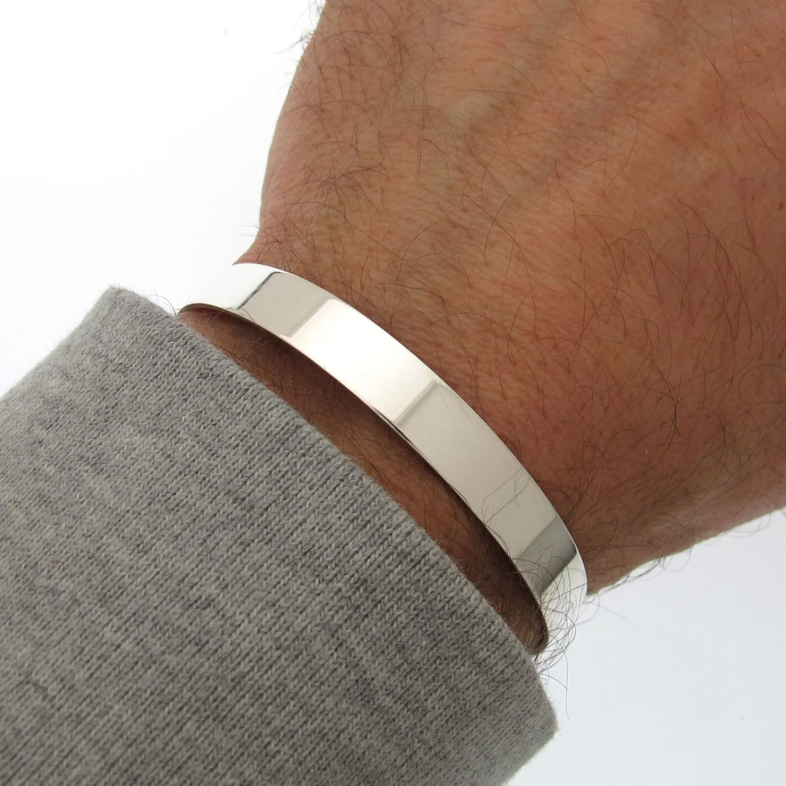 Faith Cuff Bracelet for Men - Personalized 925 Sterling silver Open bangle cuff