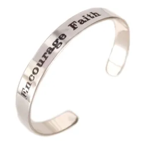 Faith Cuff Bracelet for Men - Personalized 925 Sterling silver Open bangle cuff