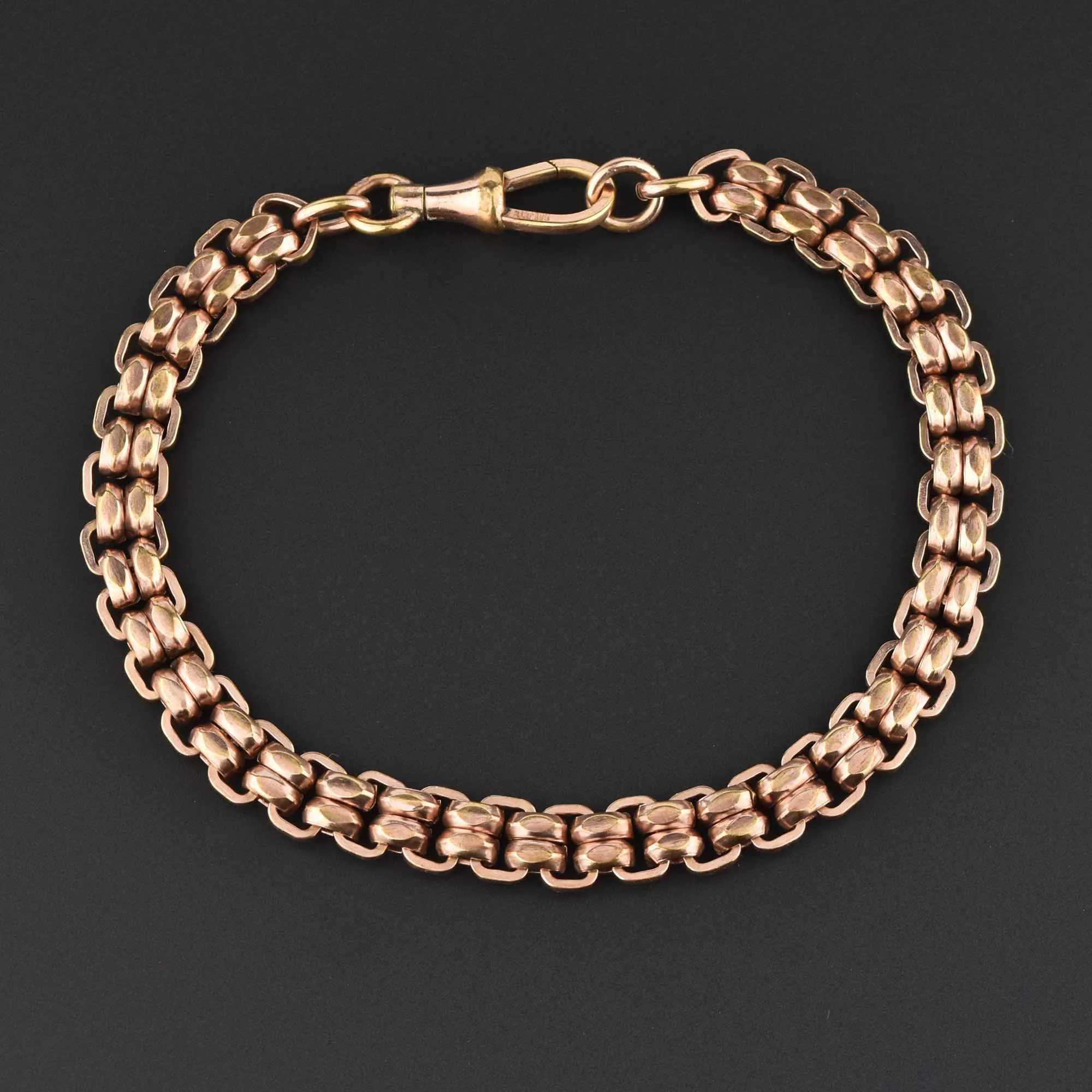 Fancy link Rose Gold Edwardian Watch Chain Bracelet