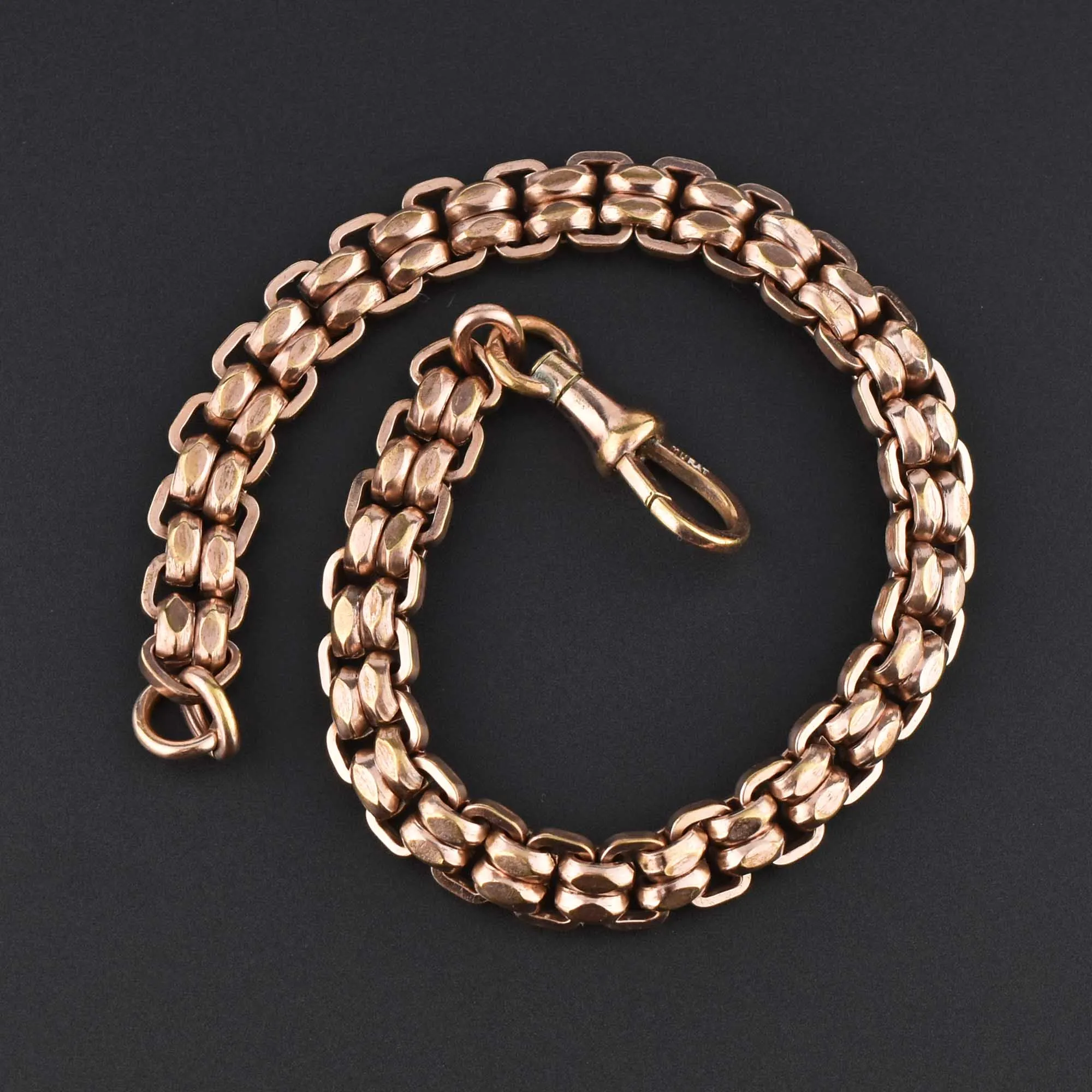 Fancy link Rose Gold Edwardian Watch Chain Bracelet