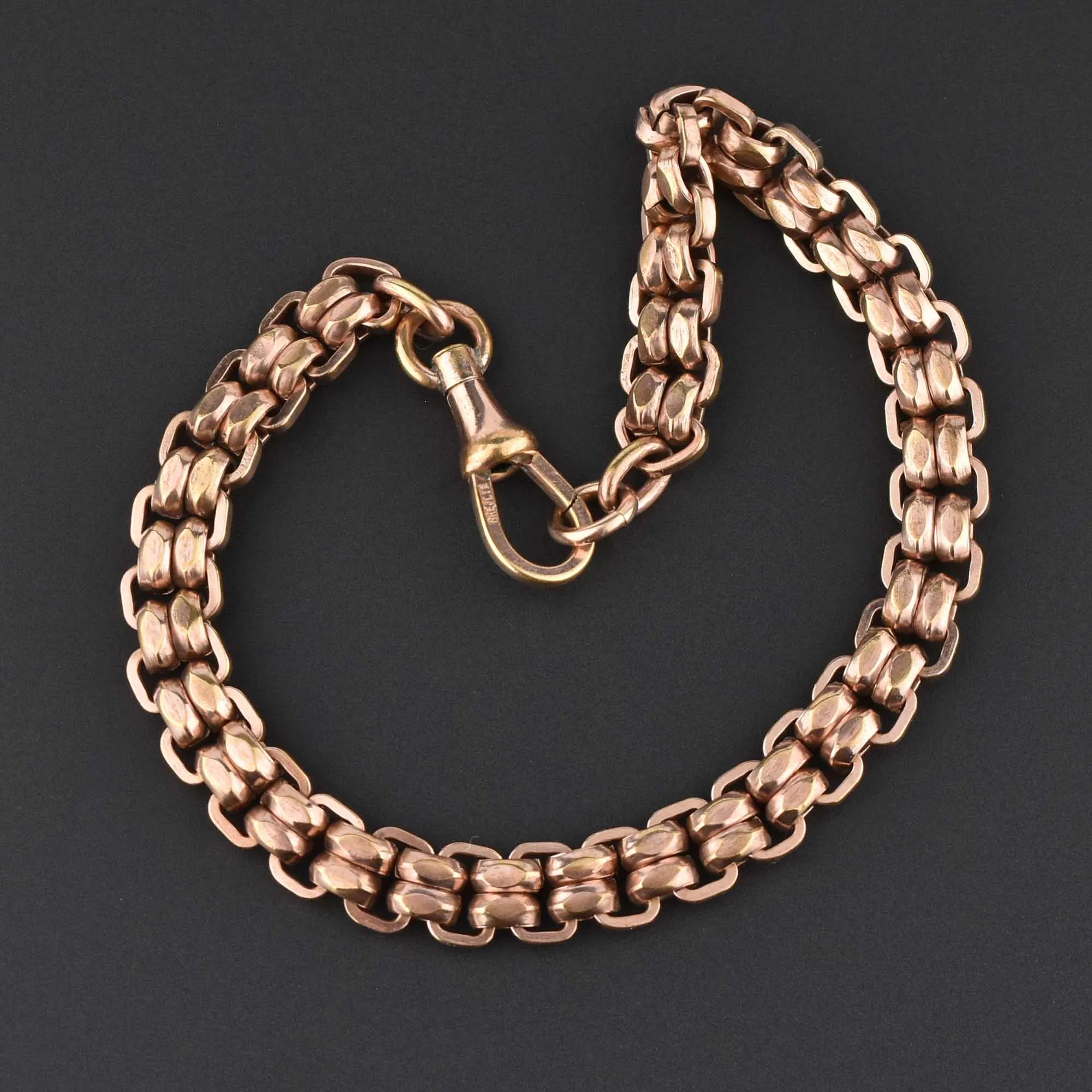 Fancy link Rose Gold Edwardian Watch Chain Bracelet