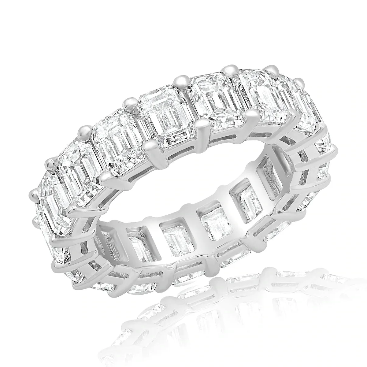 FAY Emerald Cut Earth Mined Diamond Eternity Band Shared Prong in 18k Gold