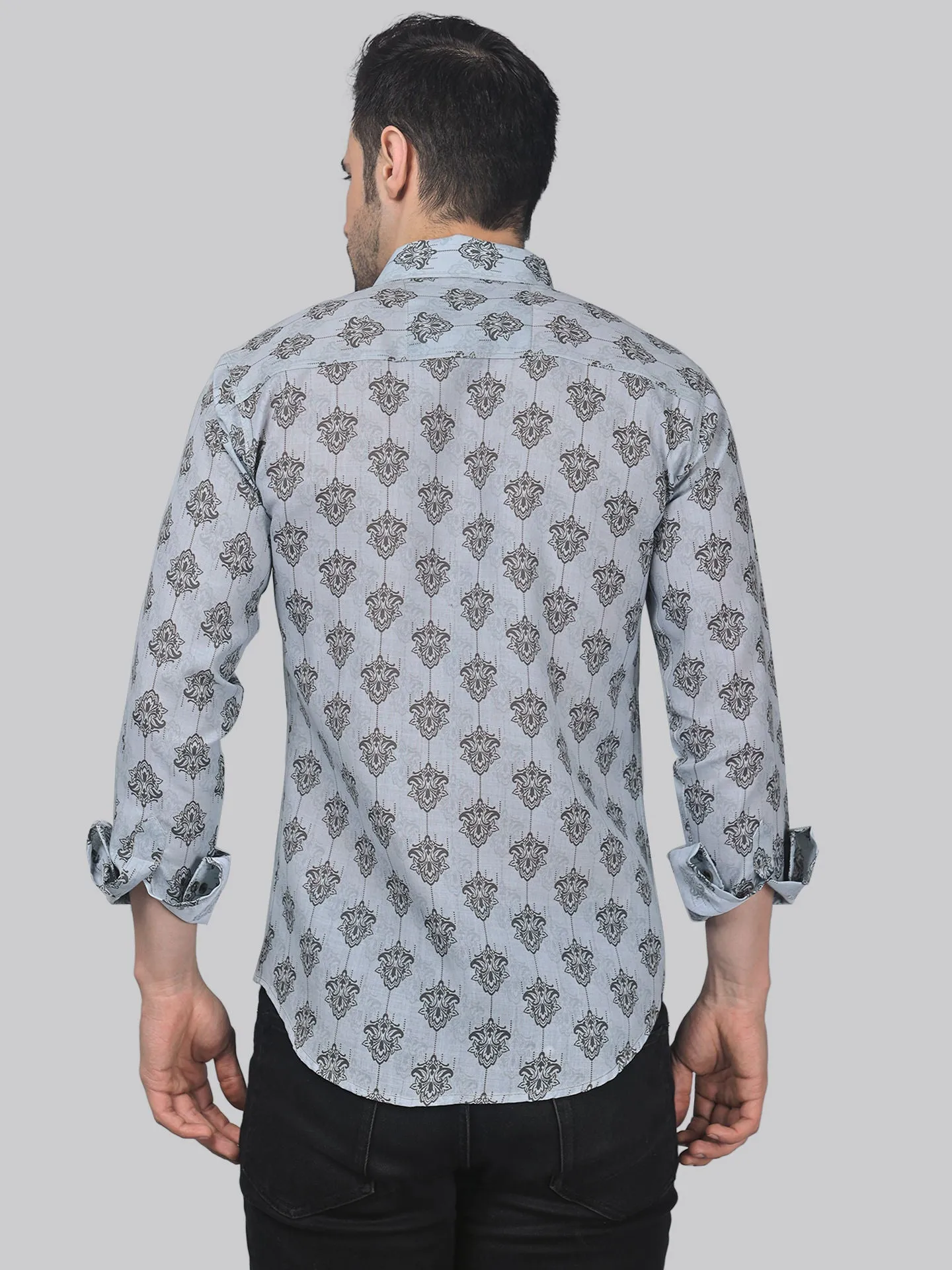 Flamingo Frenzy Men's Printed Full Sleeve Cotton Button-Up Shirt For Men