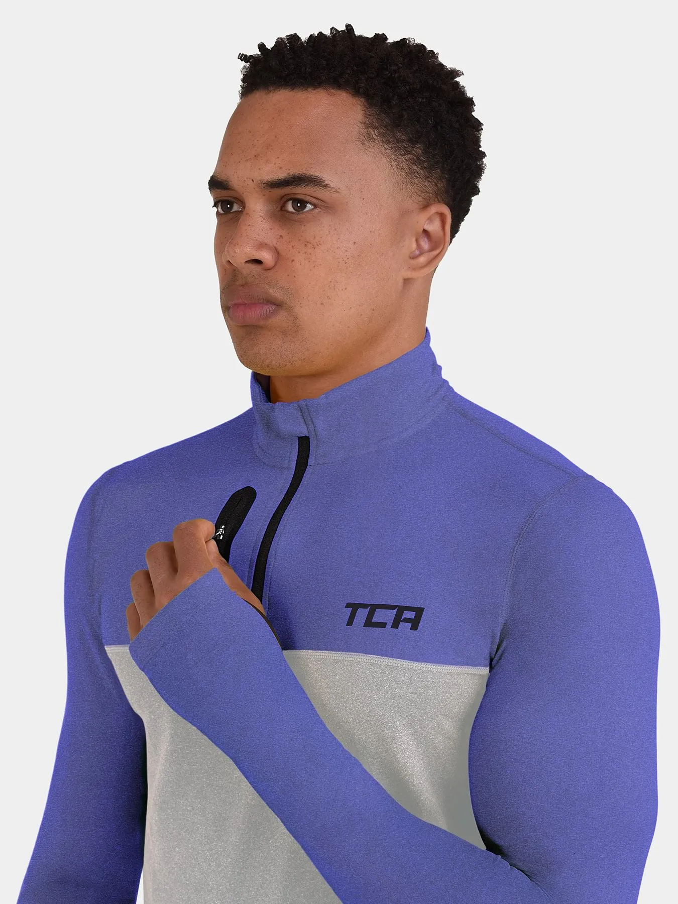 Fusion Half Zip Running Top For Men With Thumbholes & Chest Zip Pocket