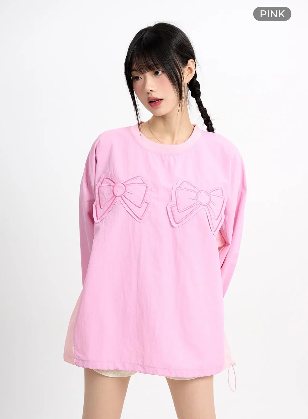 Graphic Ribbon Oversized Cotton Sweatshirt CM415